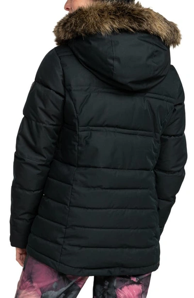 Shop Roxy Quinn Durable Water Repellent Snow Jacket With Faux Fur Hood In True Black