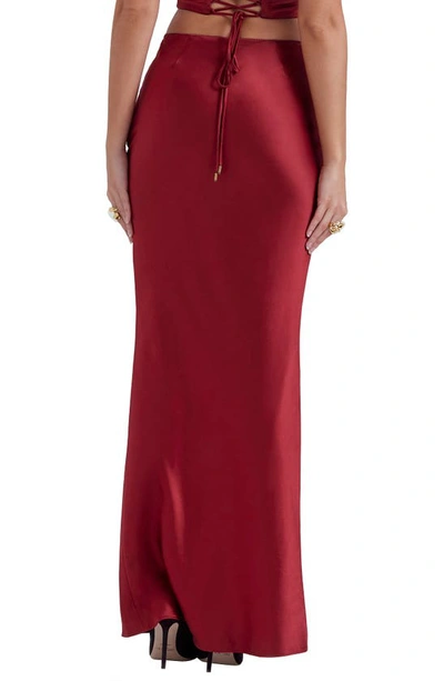 House Of Cb Sydel Bias Cut Satin Maxi Skirt In Blood Red