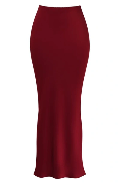 House Of Cb Sydel Bias Cut Satin Maxi Skirt In Blood Red