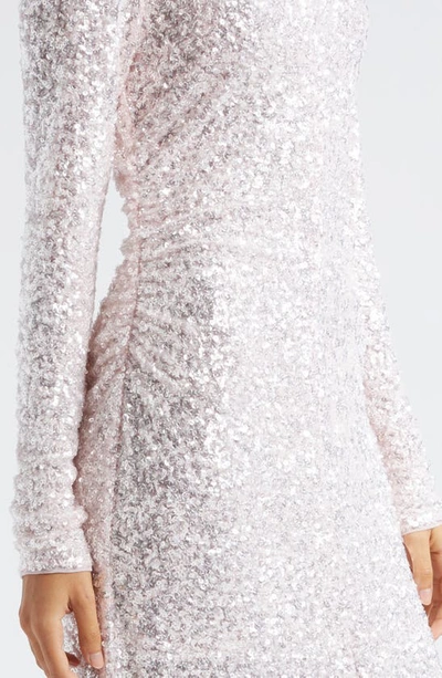 Shop Ganni Long Sleeve Sequin Maxi Dress In Mauve Chalk