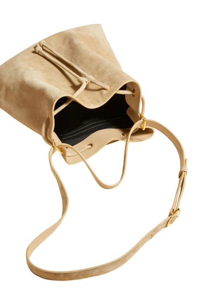 Shop Khaite Large Greta Suede Shoulder Bag In Beige