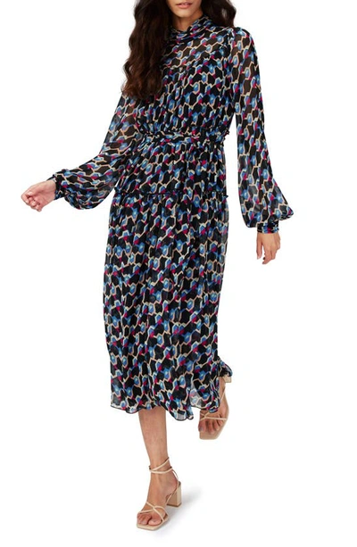 Shop Dvf Kent Geometric Print Long Sleeve Midi Dress In Geo Illusion Med