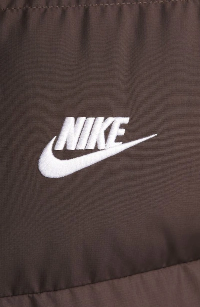 Shop Nike Sportswear Water Repellent Down Coat In Baroque Brown/ White