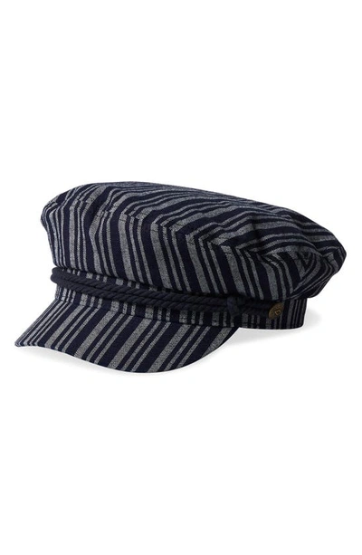 Shop Brixton Fiddler Cap In Denim Stripe