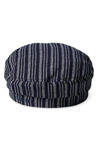 Shop Brixton Fiddler Cap In Denim Stripe