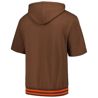 Shop Mitchell & Ness Brown Cleveland Browns Pre-game Short Sleeve Pullover Hoodie