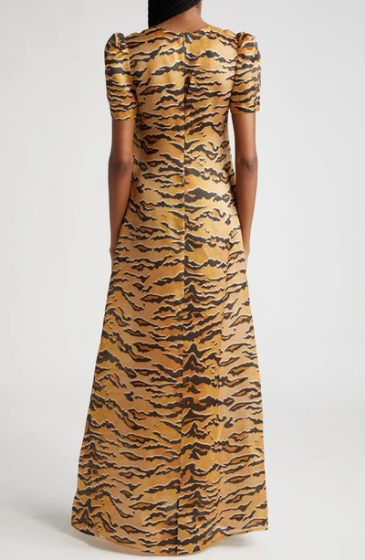 Shop Zimmermann Matchmaker Tiger Stripe Linen Maxi Dress In Tan Tiger