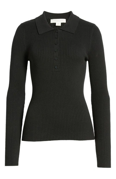 Shop Treasure & Bond Rib Polo Sweater In Black