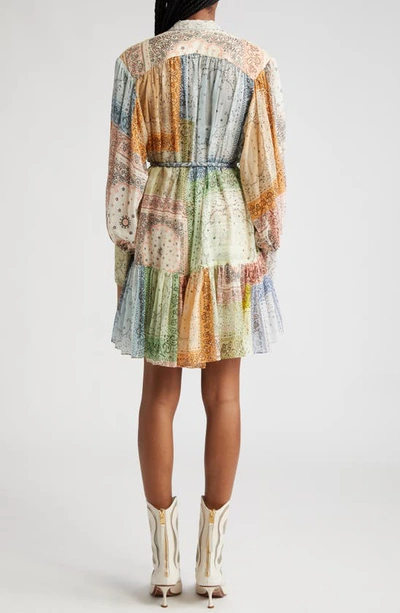 Shop Zimmermann Matchmaker Lantern Long Sleeve Cotton & Silk Dress In Bandana Patch Print