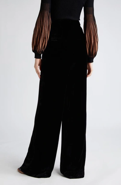 Shop Ulla Johnson Veronica Wide Leg Velvet Pants In Noir