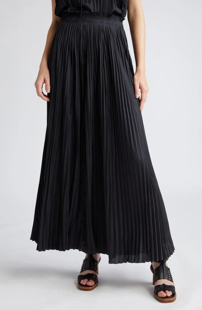Shop Ulla Johnson Krista Pleated Maxi Skirt In Noir
