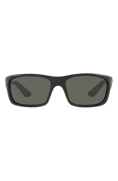 Shop Costa Del Mar Jose Pro 62mm Polarized Oversize Rectangular Sunglasses In Matte Black