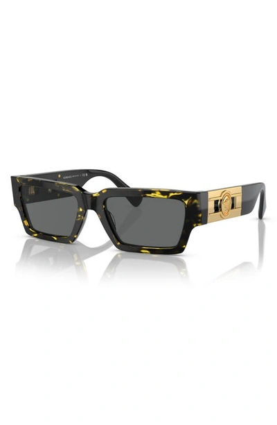 Shop Versace 54mm Irregular Sunglasses In Black/ Caramel