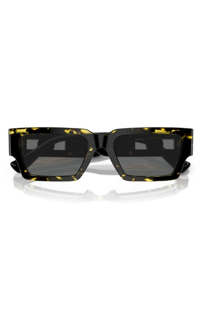 Shop Versace 54mm Irregular Sunglasses In Black/ Caramel