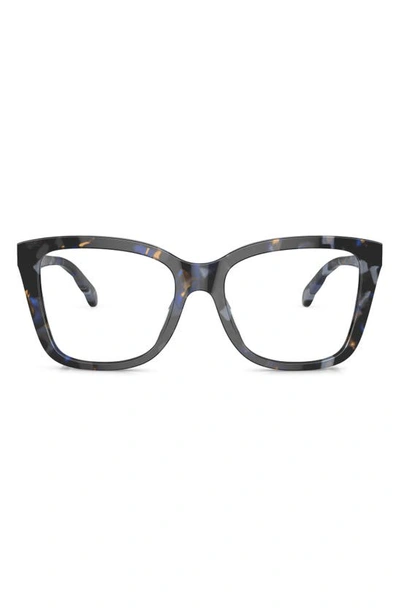 Shop Tory Burch 55mm Square Optical Glasses In Blue Tortoise