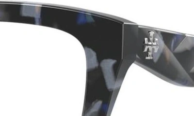 Shop Tory Burch 55mm Square Optical Glasses In Blue Tortoise
