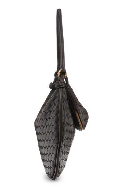 Shop Bottega Veneta Medium Gemelli Intrecciato Shoulder Bag In 1019 Black-m Brass