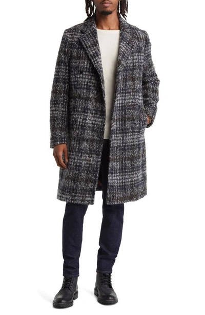 Shop Scotch & Soda Brushed Glen Plaid Wool Blend Topcoat In Multi Grey Check