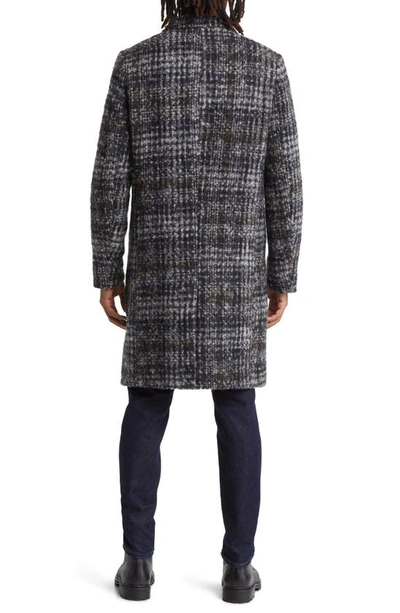 Shop Scotch & Soda Brushed Glen Plaid Wool Blend Topcoat In Multi Grey Check