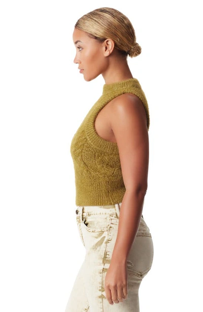 Shop Sam Edelman Candice Cable Stich Crop Sweater Vest In Green Moss