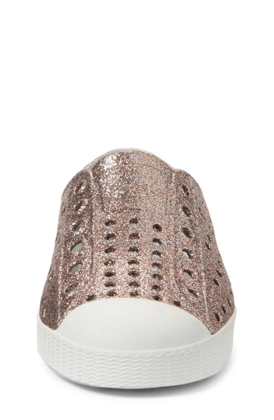 Native Shoes Jefferson Bling Glitter Slip-on Sneaker In Metallic Bling/ Shell White