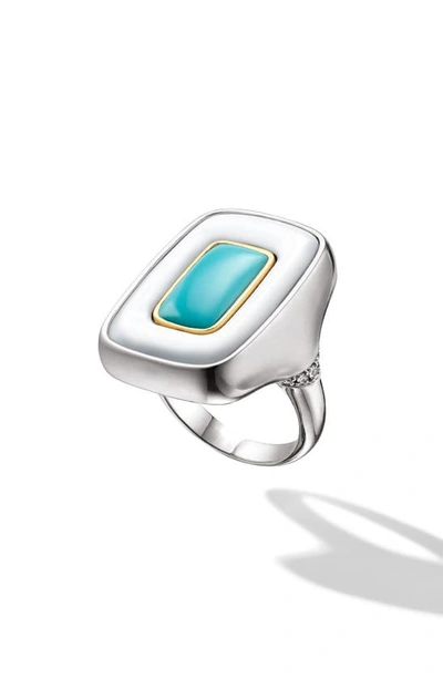Shop Cast The Flip Ring In Silver/gold/turquoise