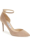 Jimmy Choo 'lucy' Half D'orsay Pointy Toe Pump (women) In Nude Suede