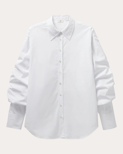 Shop Bite Studios Women's Crinkled Sleeve Shirt In White