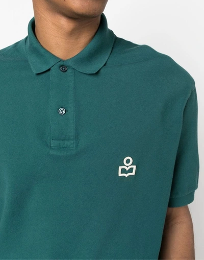 Shop Isabel Marant Afko Logo Polo Shirt In Green
