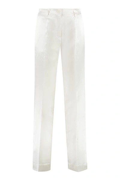 Shop P.a.r.o.s.h . Viscose And Silk Trousers In Ivory