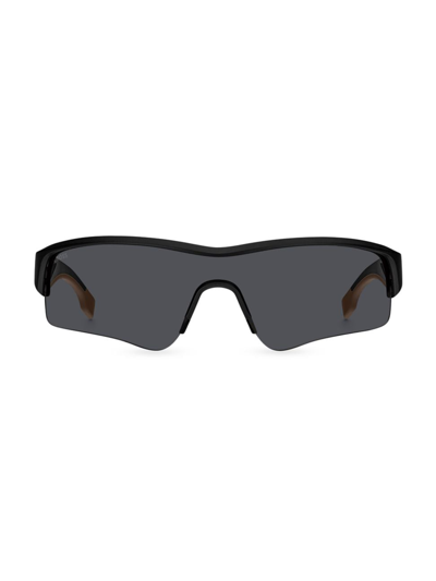 Shop Hugo Boss Men's 99mm Shield Sunglasses In Black Grey