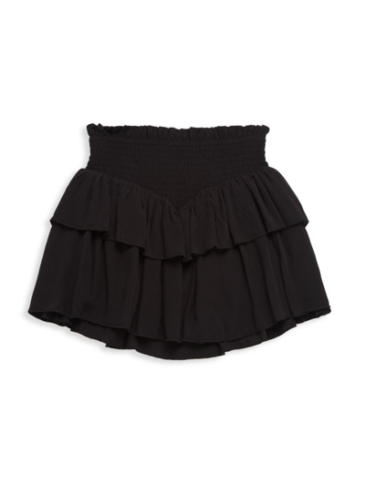 Shop Katiej Nyc Girl's Brooke Tiered Ruffle Skirt In Black