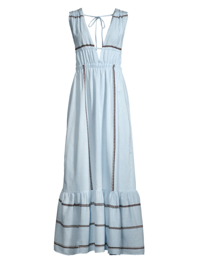 Shop Lemlem Women's Lelisa Woven Cotton-blend Maxi Dress In Tutu Blue