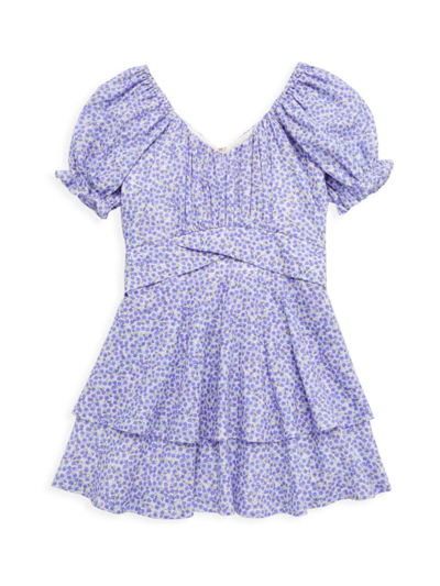 Shop Katiej Nyc Girl's Delilah Dress In Lilac Floral Combo