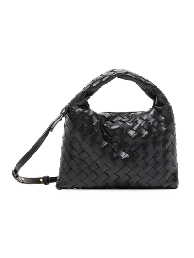 Shop Bottega Veneta Women's Mini Hop Intrecciato Leather Crossbody Bag In Black
