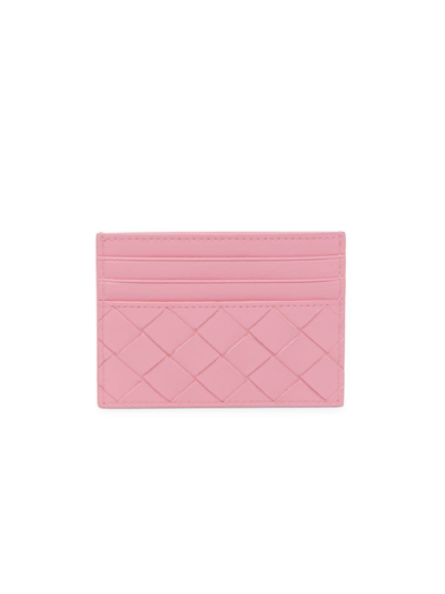 Shop Bottega Veneta Women's Intrecciato Leather Card Case In Ribbon