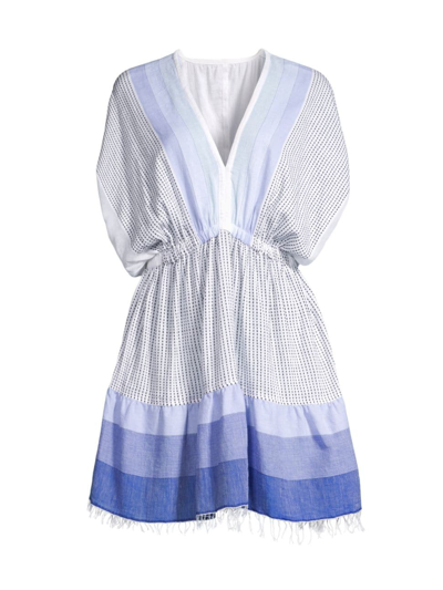 Shop Lemlem Women's Alem Colorblocked V-neck Midi-dress In Sisay Blue