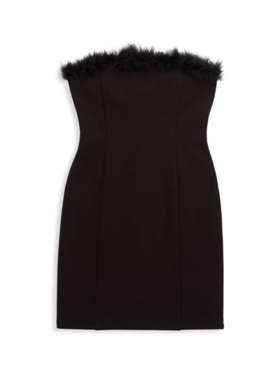 Shop Katiej Nyc Girl's Christy Feather Ponte Dress In Black