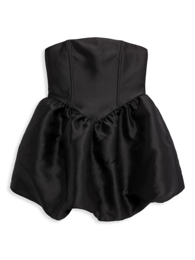 Shop Katiej Nyc Girl's Oona Satin Dress In Black