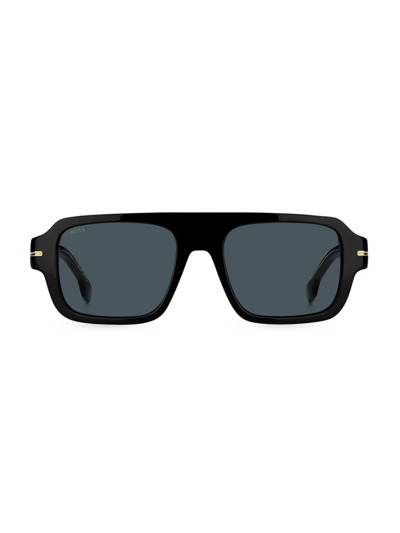 Shop Hugo Boss Men's 53mm Square Sunglasses In Black Blue