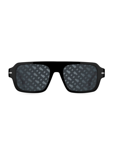 Shop Hugo Boss Men's 53mm Square Sunglasses In Black Silver Grey