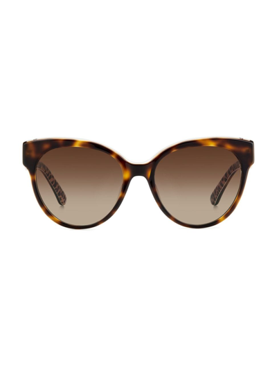 Shop Kate Spade Women's Aubriela 55mm Cat-eye Sunglasses In Havana Polarized