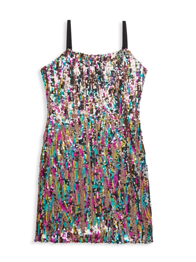 Shop Katiej Nyc Girl's Roxanne Dress In Multi Sequin
