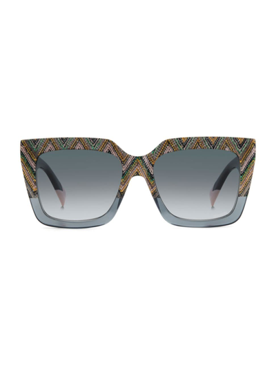 Shop Missoni Women's 55mm Rectangular Sunglasses In Grey Pattern Gradient