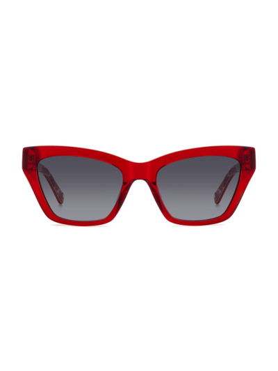 Shop Kate Spade Women's Fay 54mm Cat-eye Sunglasses In Red Grey Shaded