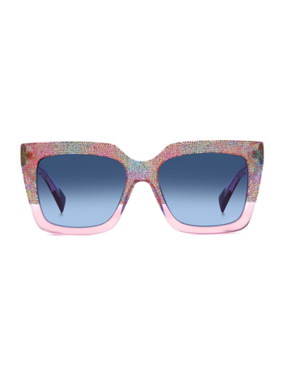 Shop Missoni Women's 55mm Rectangular Sunglasses In Pink Multi Blue