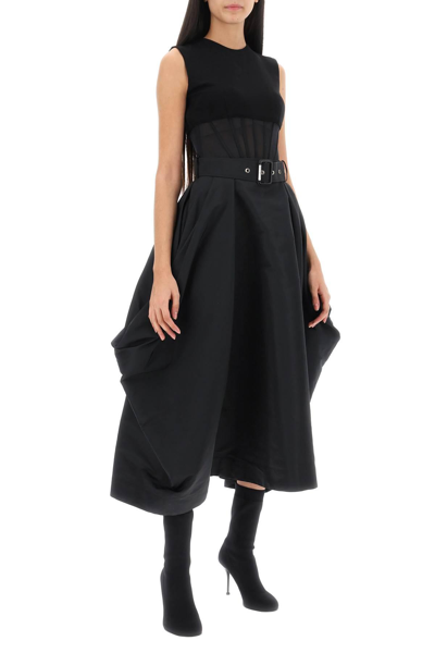 Shop Alexander Mcqueen Peg-top Skirt In Polyfaille In Black