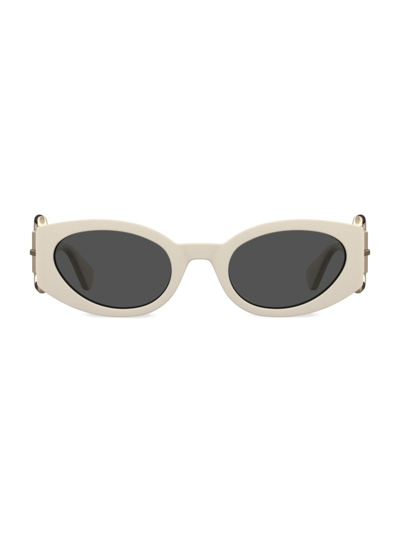 Shop Moschino Women's Mos154/s 53mm Oval Buckle Sunglasses In Ivory Gold Grey