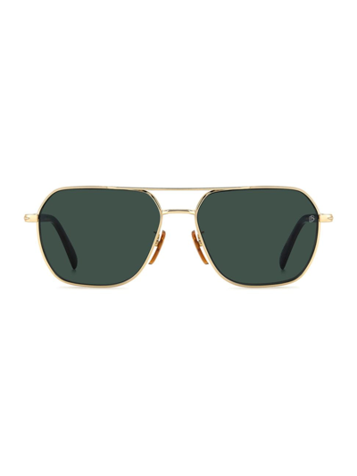 Shop David Beckham Men's 59mm Metal Aviator Sunglasses In Gold Havana Green