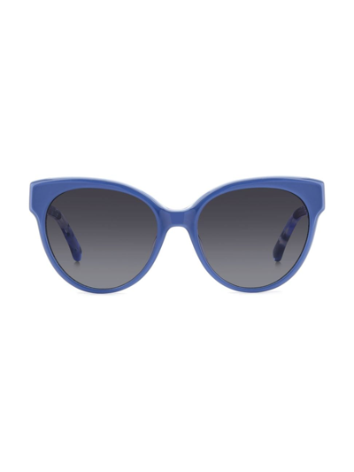 Shop Kate Spade Women's Aubriela 55mm Cat-eye Sunglasses In Blue Grey Shaded